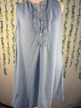 LOFT Light Blue Denim Sleeveless Button-Front Dress B4